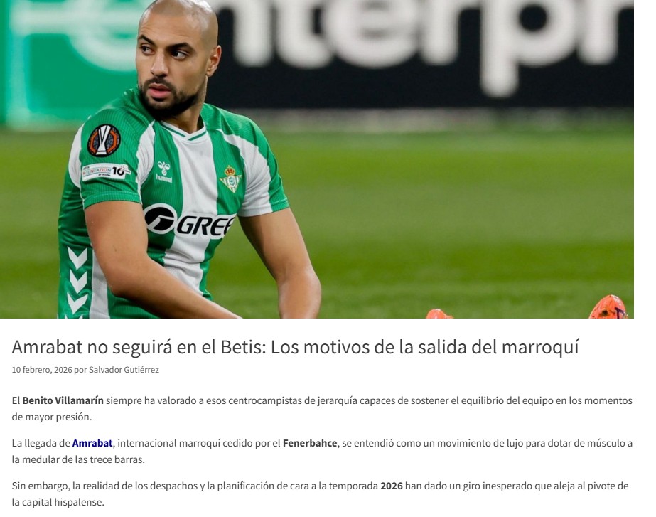 Fenerbahçe’ye Sofyan Amrabat’tan kötü haber!