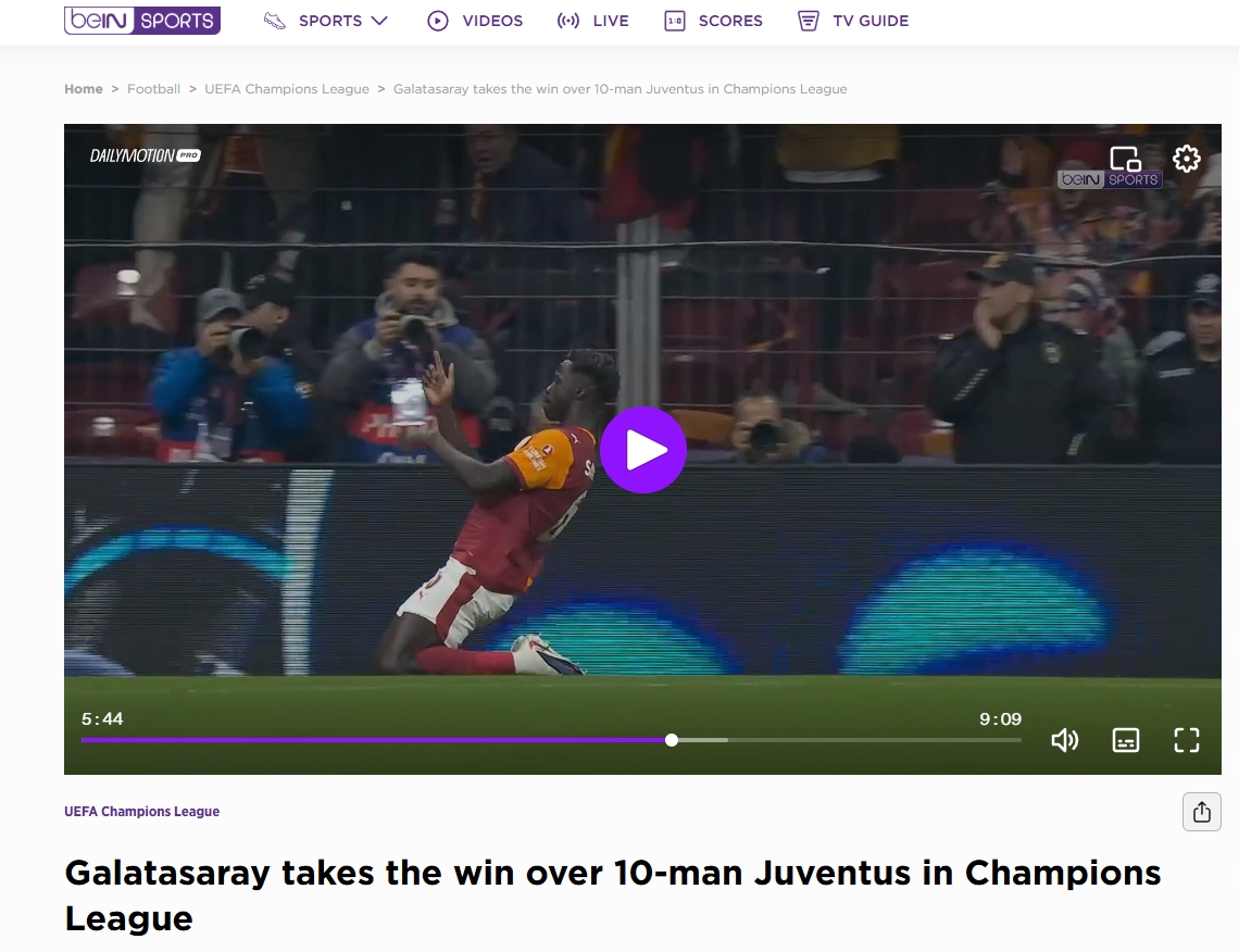 Galatasaray’ın Juventus karşısındaki zaferi dış basında büyük ses getirdi!