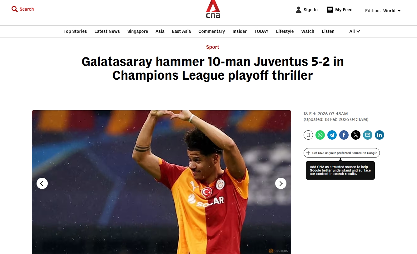 Galatasaray’ın Juventus karşısındaki zaferi dış basında büyük ses getirdi!