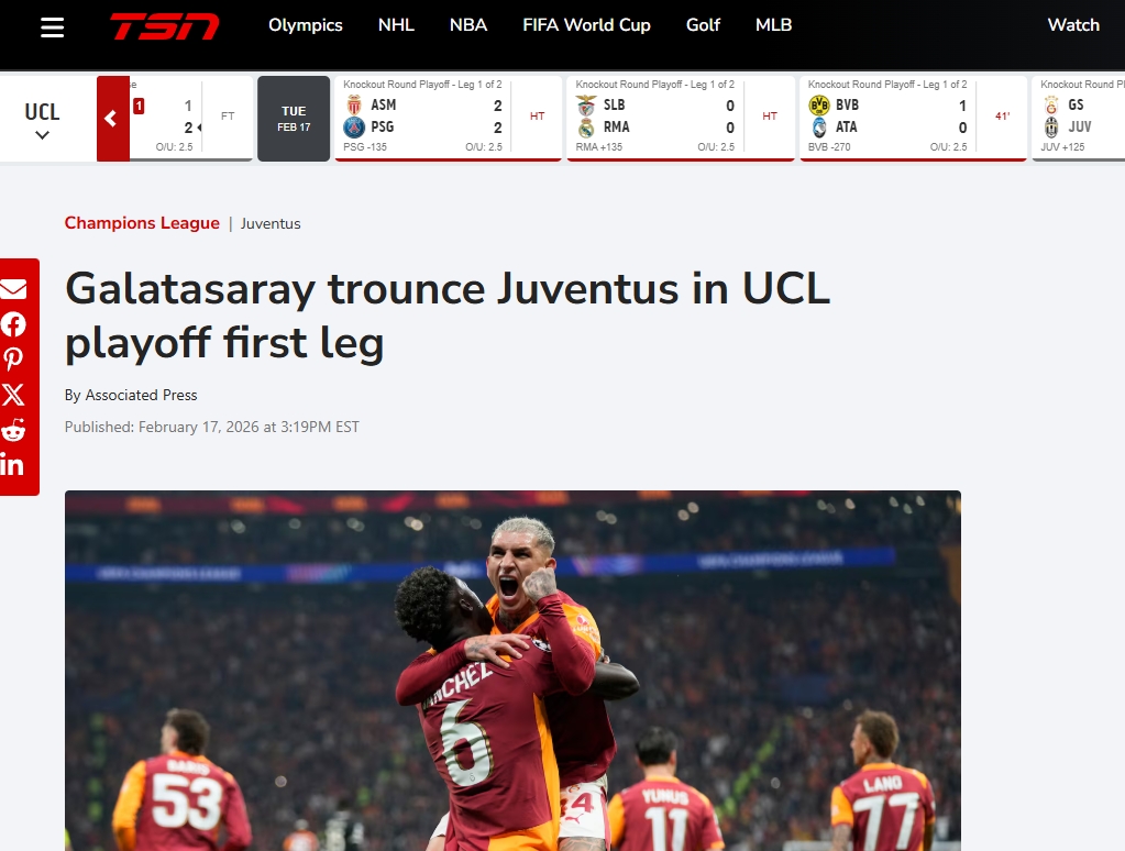 Galatasaray’ın Juventus karşısındaki zaferi dış basında büyük ses getirdi!