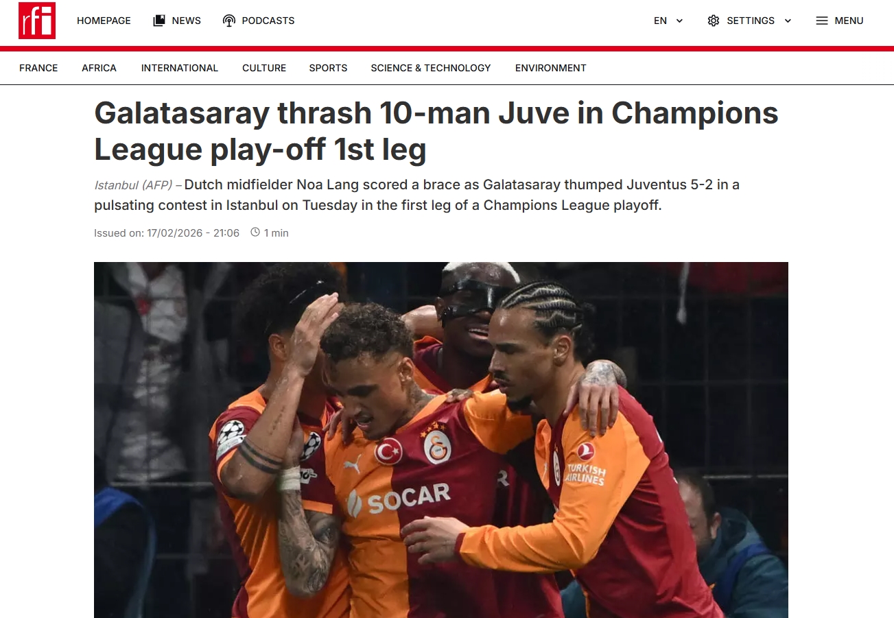 Galatasaray’ın Juventus karşısındaki zaferi dış basında büyük ses getirdi!