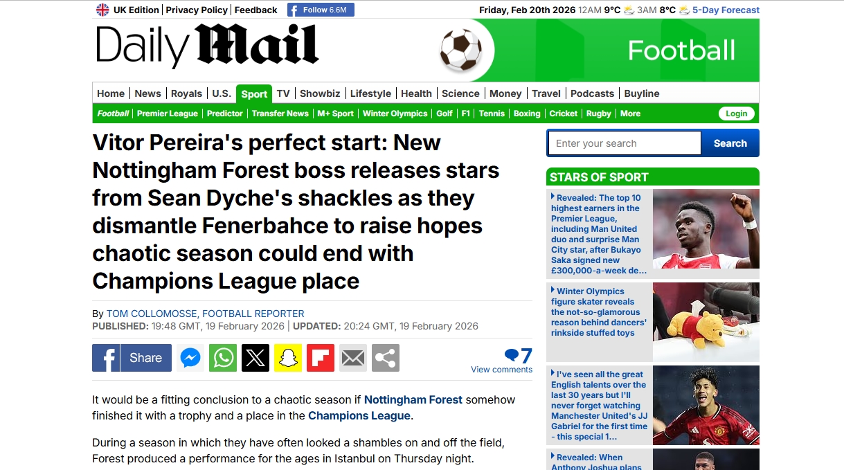 Fenerbahçe - Nottingham Forest maçı sonrası dış basın: Domine ettiler!