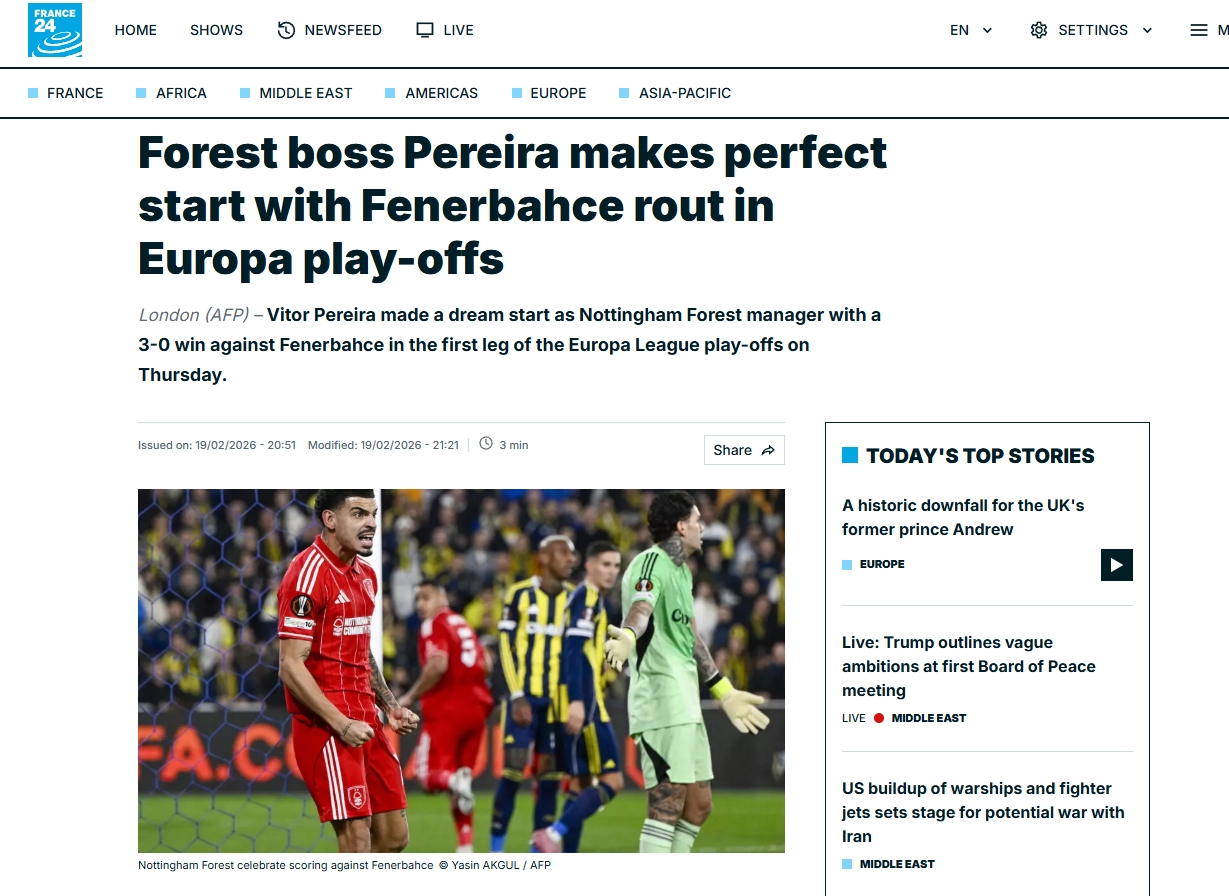 Fenerbahçe - Nottingham Forest maçı sonrası dış basın: Domine ettiler!