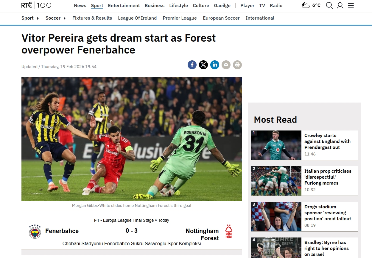 Fenerbahçe - Nottingham Forest maçı sonrası dış basın: Domine ettiler!