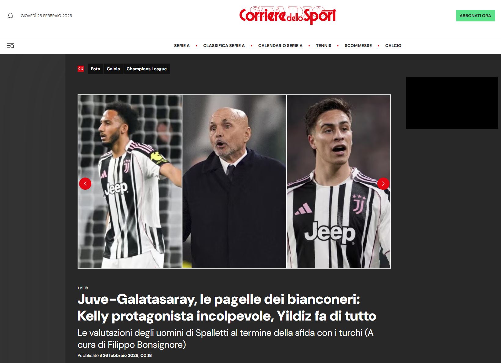 Corriere dello Sport | Masum suçlu Kelly başroldeydi, Kenan Yıldız elinden geleni yaptı.