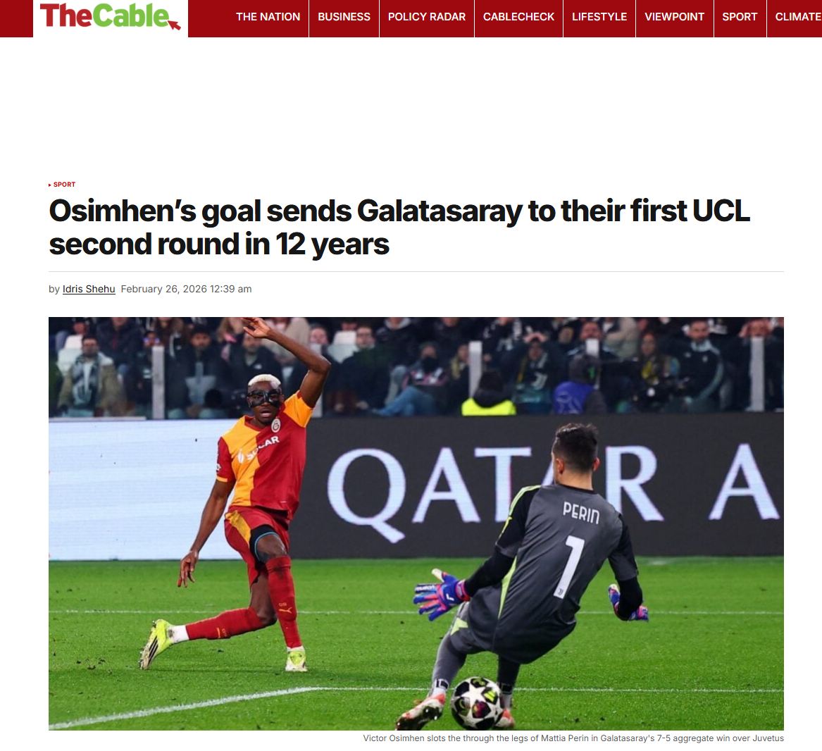 The Cable | Osimhen'in golü Galatasaray'ı Şampiyonlar Ligi'nde 12 yıl sonra ikinci tura çıkardı.