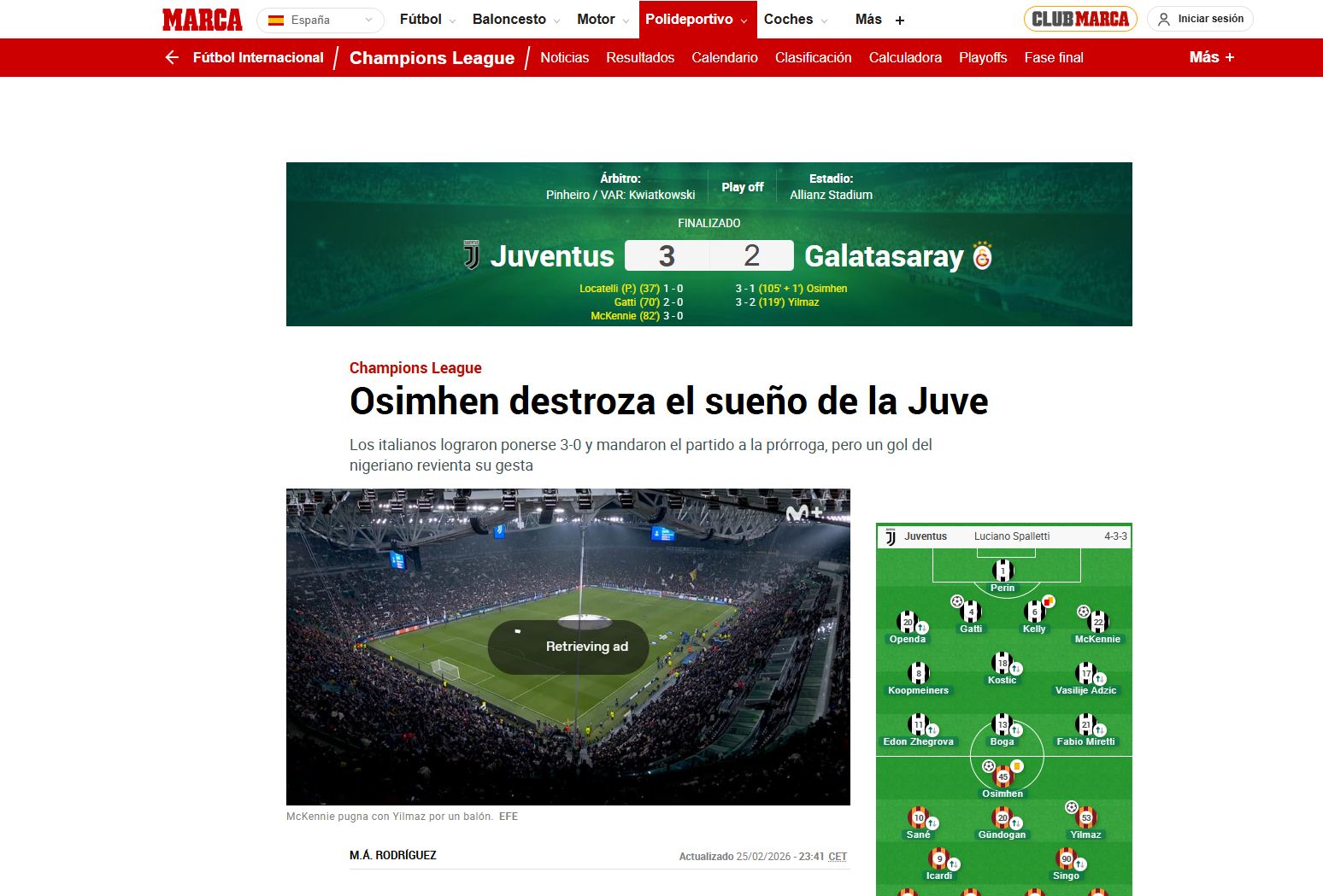 Marca | Osimhen, Juventus'un hayallerini yerle bir etti.