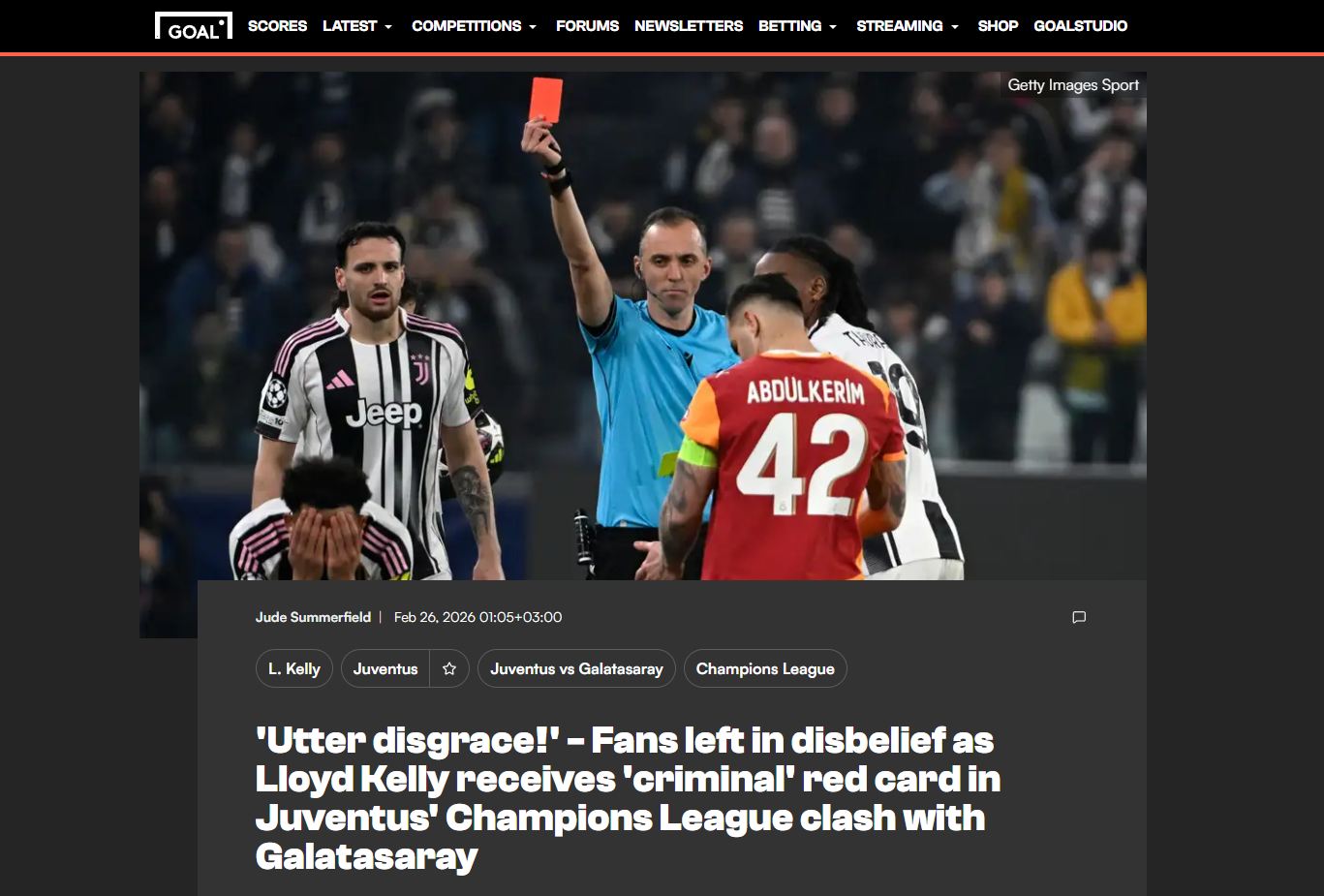 Goal | Tam bir rezalet! – Juventus'un Galatasaray ile oynadığı UEFA Şampiyonlar Ligi maçında Lloyd Kelly'nin gördüğü 