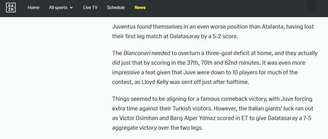 DAZN | 5-2'den geri dönen ve maçı uzatmalara götüren Juventus'un şansı Osimhen ve Barış Alper'in golleriyle tükendi.