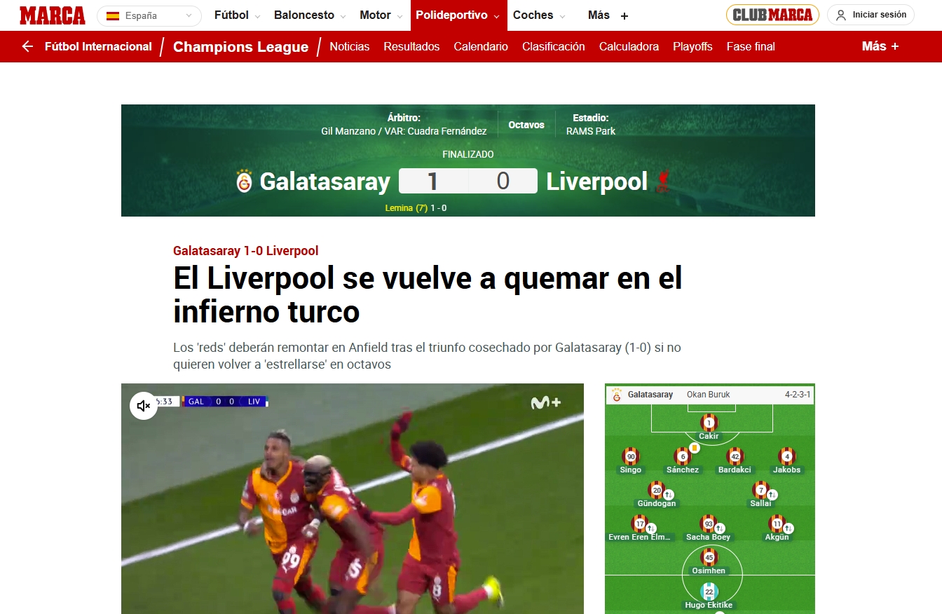 Galatasaray’ın Liverpool zaferi dış basında! İşte atılan manşetler