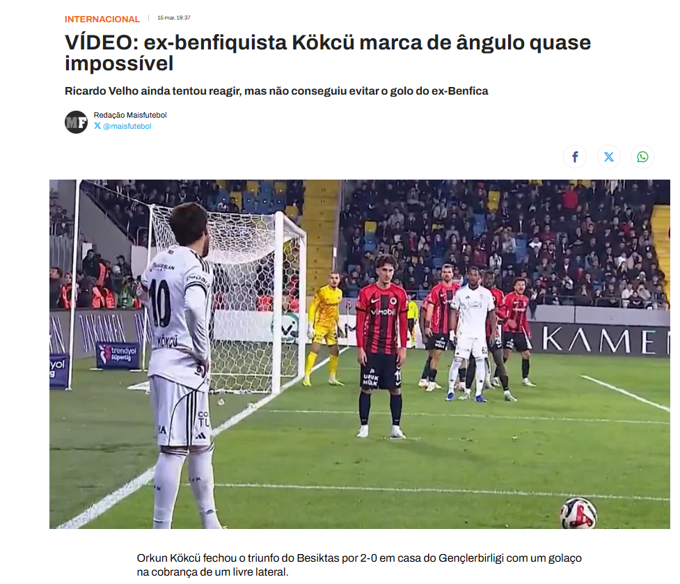 Portekiz basını Orkun Kökçü’nün golünü konuşuyor! Neredeyse imkansız