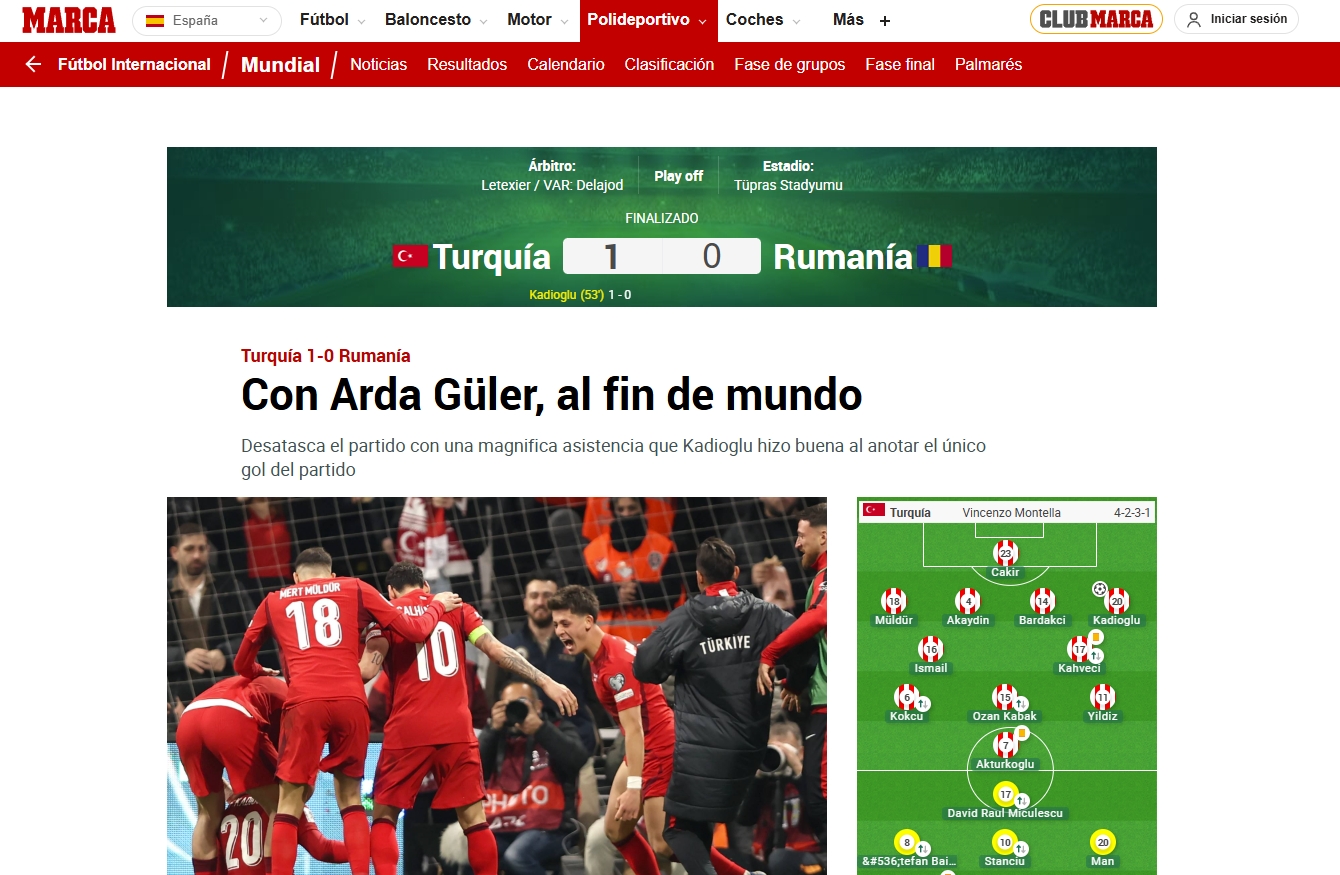 Milli Takım’ın Romanya zaferi dış basında! Arda Güler’e övgüler yağdı