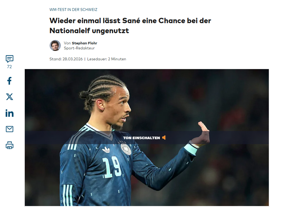 Alman medyasından Leroy Sane’ye flaş eleştiri!