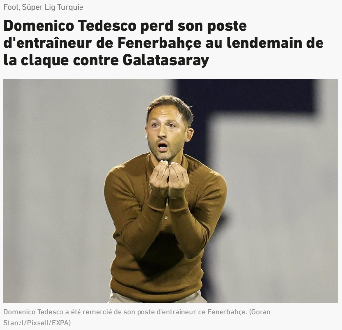 Domenico Tedesco kararı dış basında: Mourinho’nun halefi görevden alındı