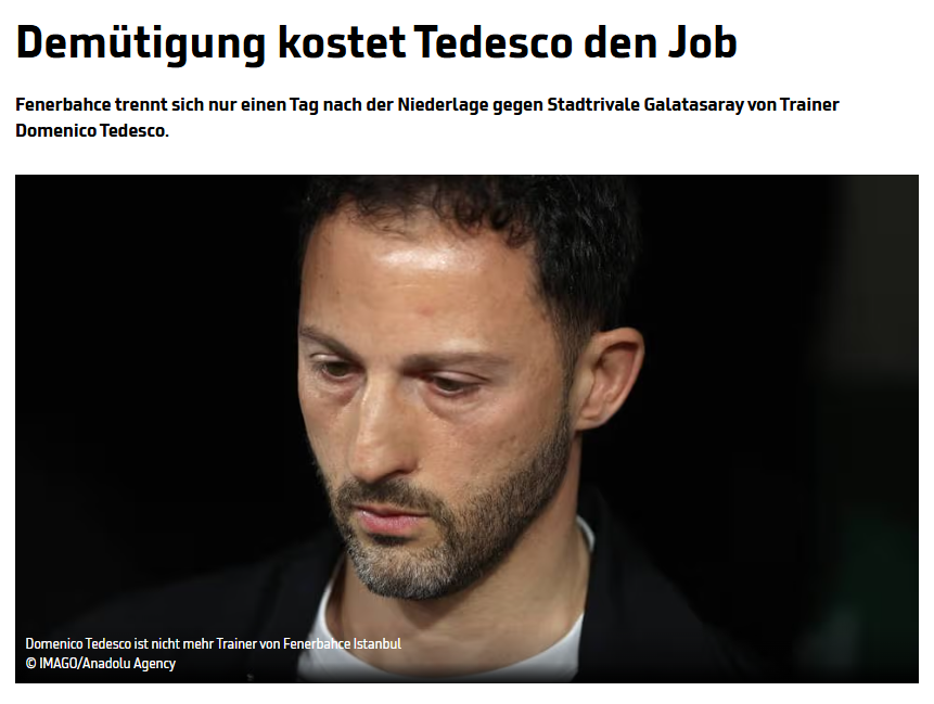 Domenico Tedesco kararı dış basında: Mourinho’nun halefi görevden alındı