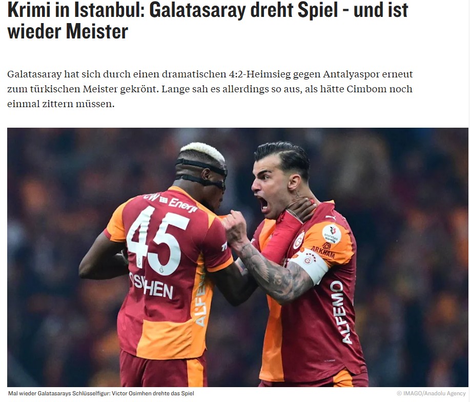 Dünya basını Galatasaray’ın şampiyonluğunu konuşuyor!