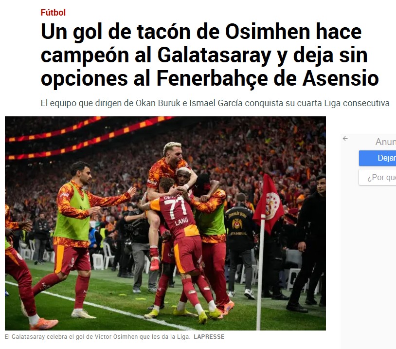 Dünya basını Galatasaray’ın şampiyonluğunu konuşuyor!