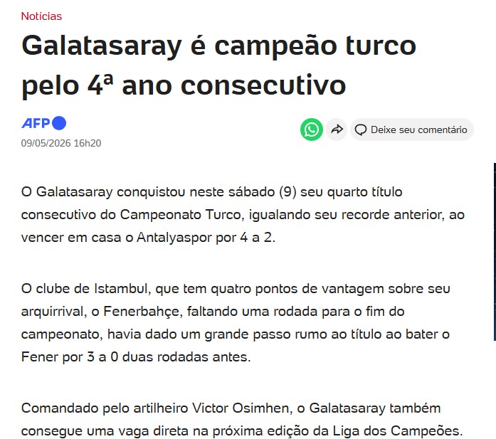 Dünya basını Galatasaray’ın şampiyonluğunu konuşuyor!