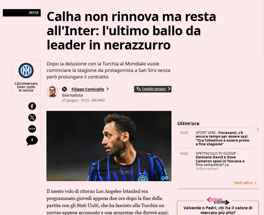 TRANSFER HABERİ: Inter’den flaş Hakan Çalhanoğlu kararı! Fenerbahçe talip olmuştu