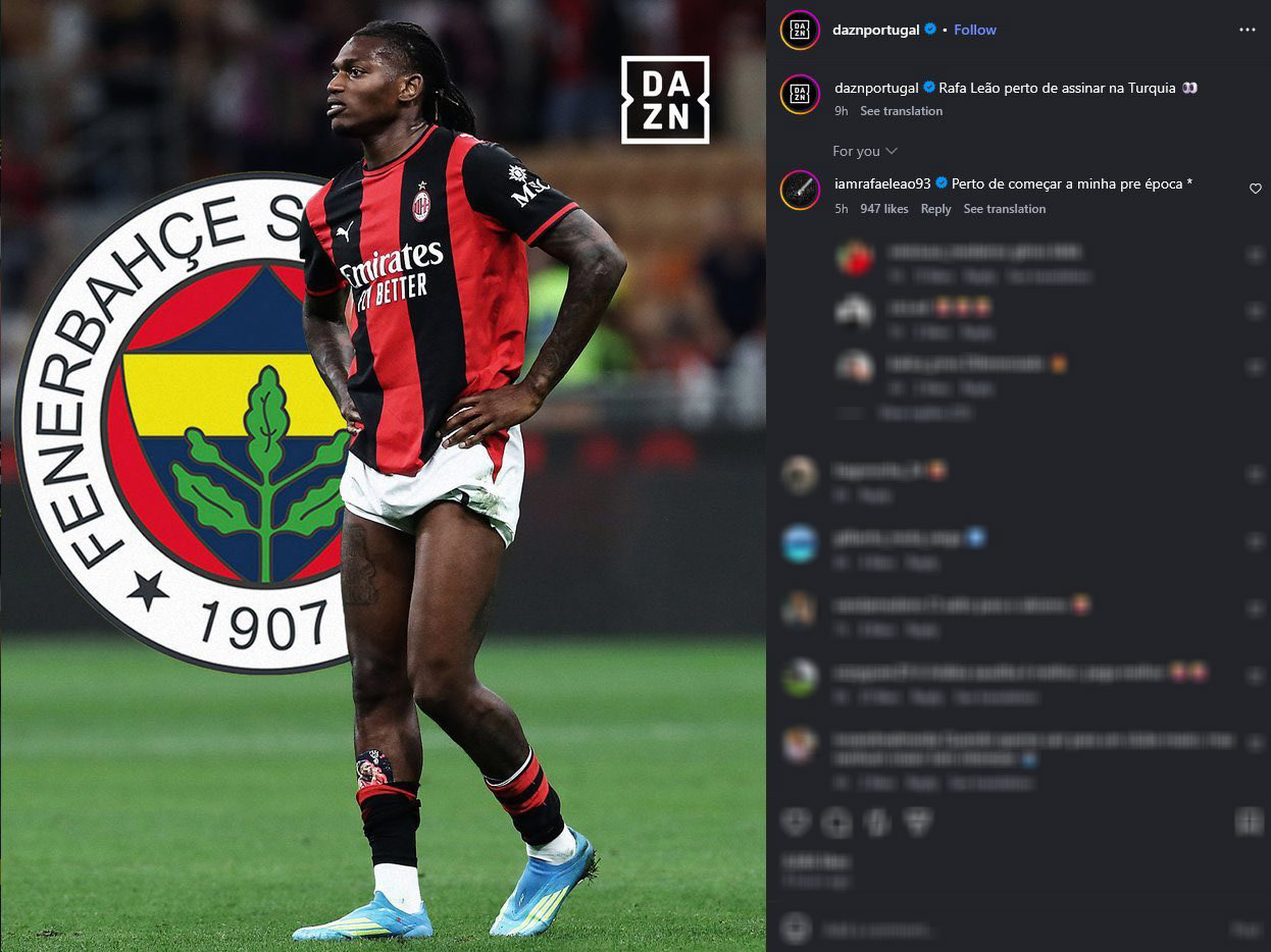 Rafael Leao’dan Fenerbahçe paylaşımına cevap!